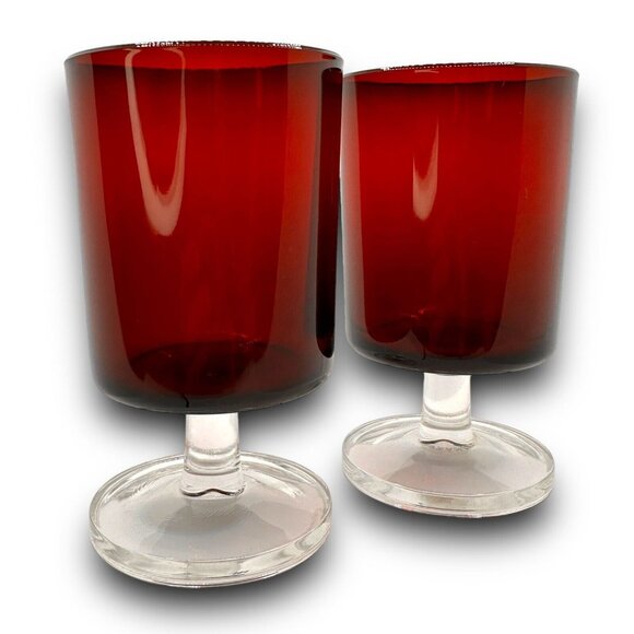Arcoroc Luminarc France Cavalier Ruby Red Glass 6oz  4" Wine Cocktail Cordial 4 - Picture 7 of 8